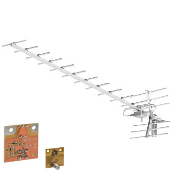 Antena Yagi 19 elementów ze wzmacniaczem na F